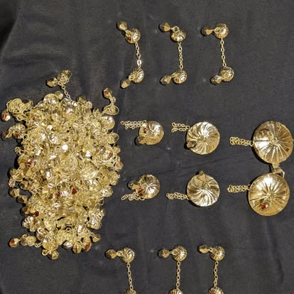 Gold mariachi botonadura, earrings, and sombrero pin accessories