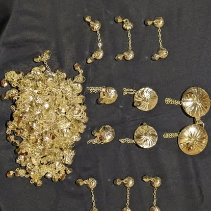Gold mariachi botonadura, earrings, and sombrero pin accessories